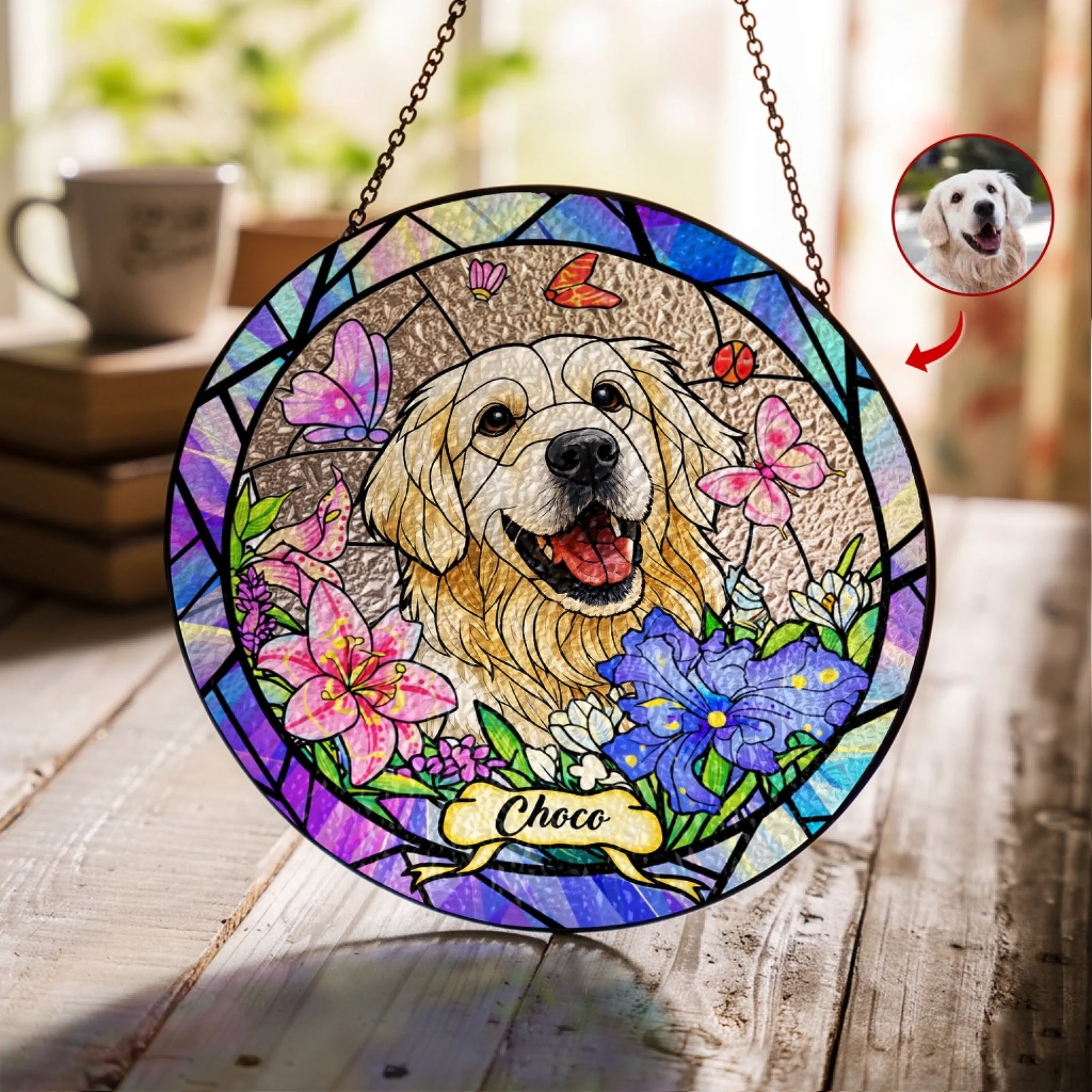 A Little Sunshine Made Just For Your Fur Baby - Personalized Window Stained Glass, Gift For Pet Lovers