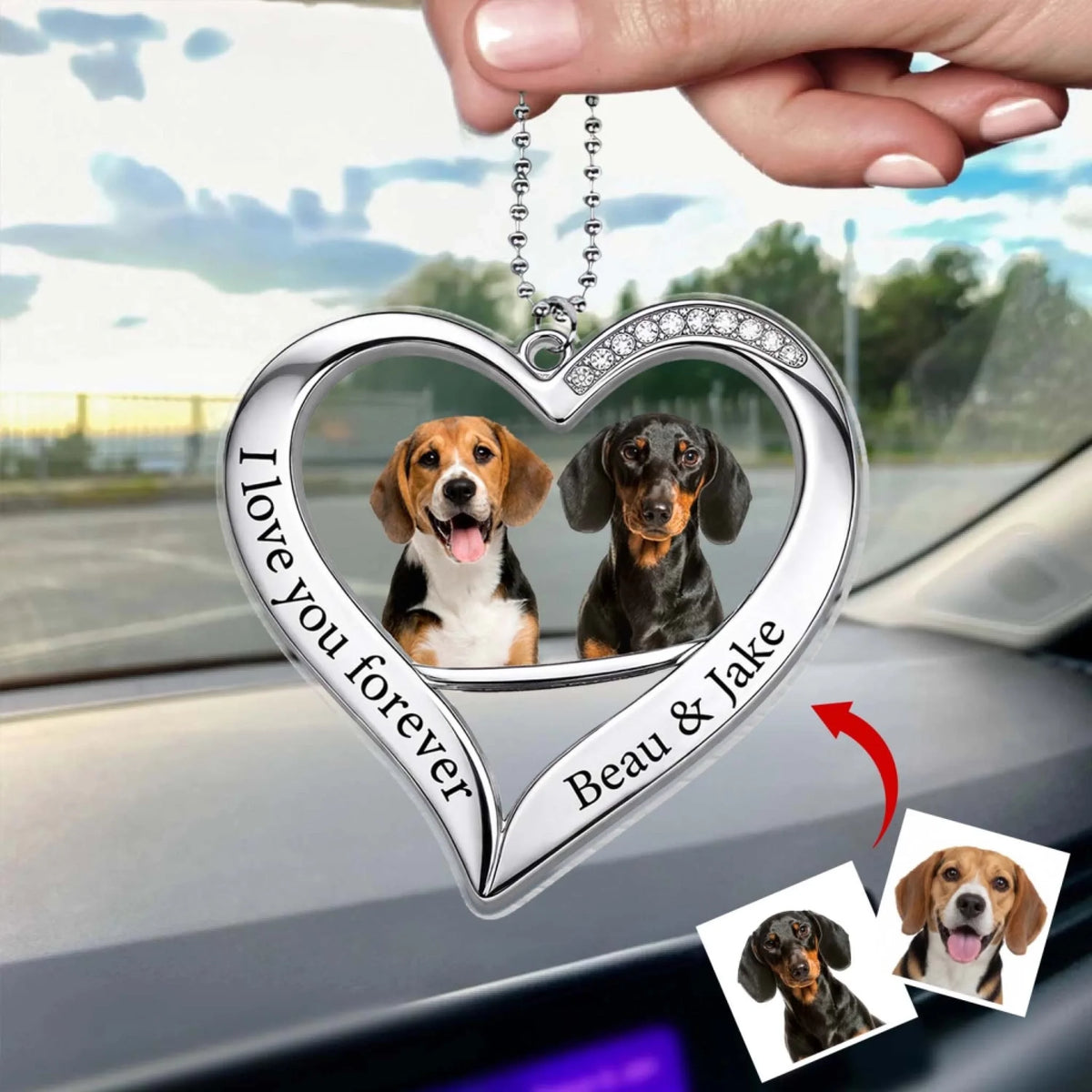 I Love You Forever - Personalized Acrylic Car Hanger, Gift For Pet Lovers