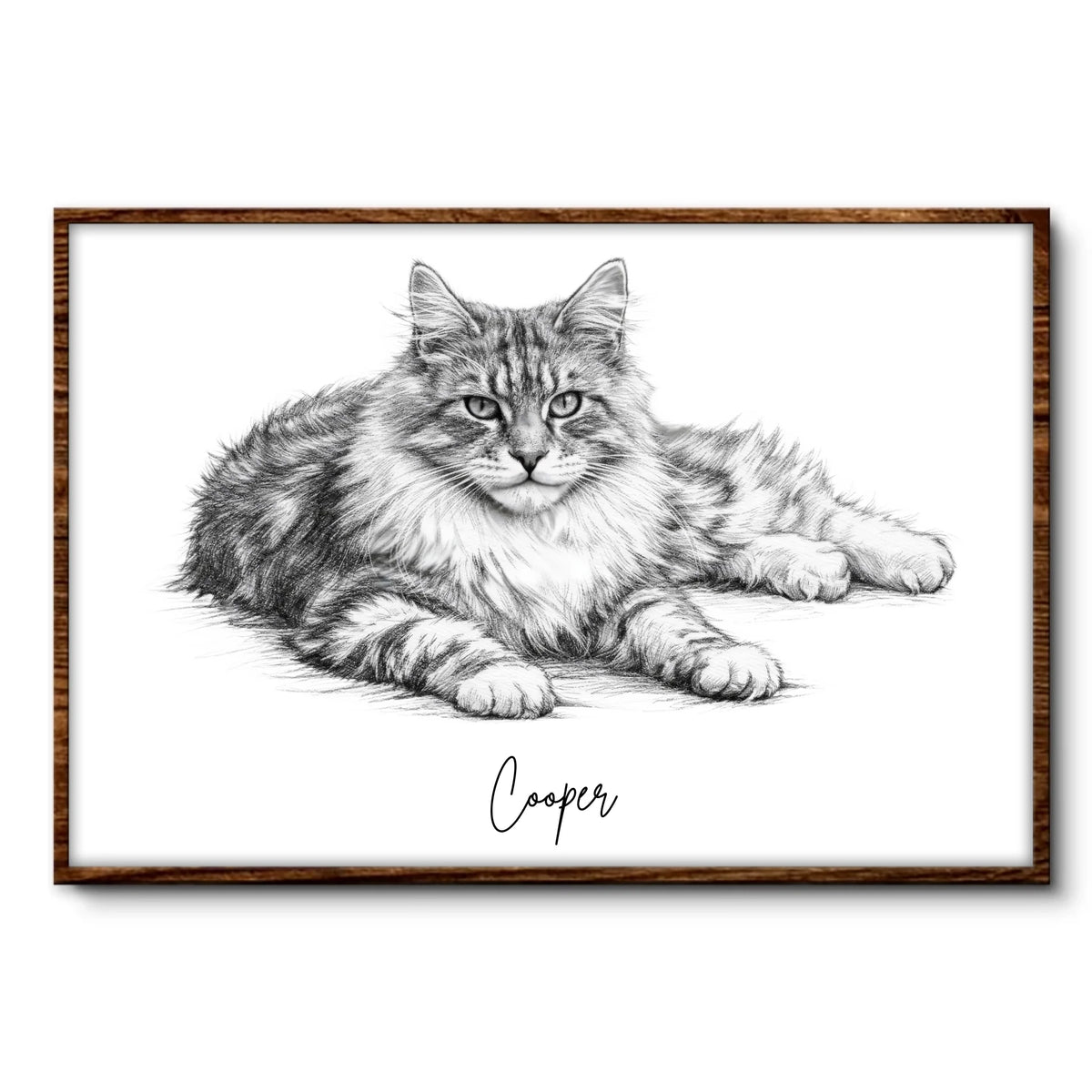 Charcoal Pet Portrait - Personalized Poster, Pet Drawing Portrait Gift