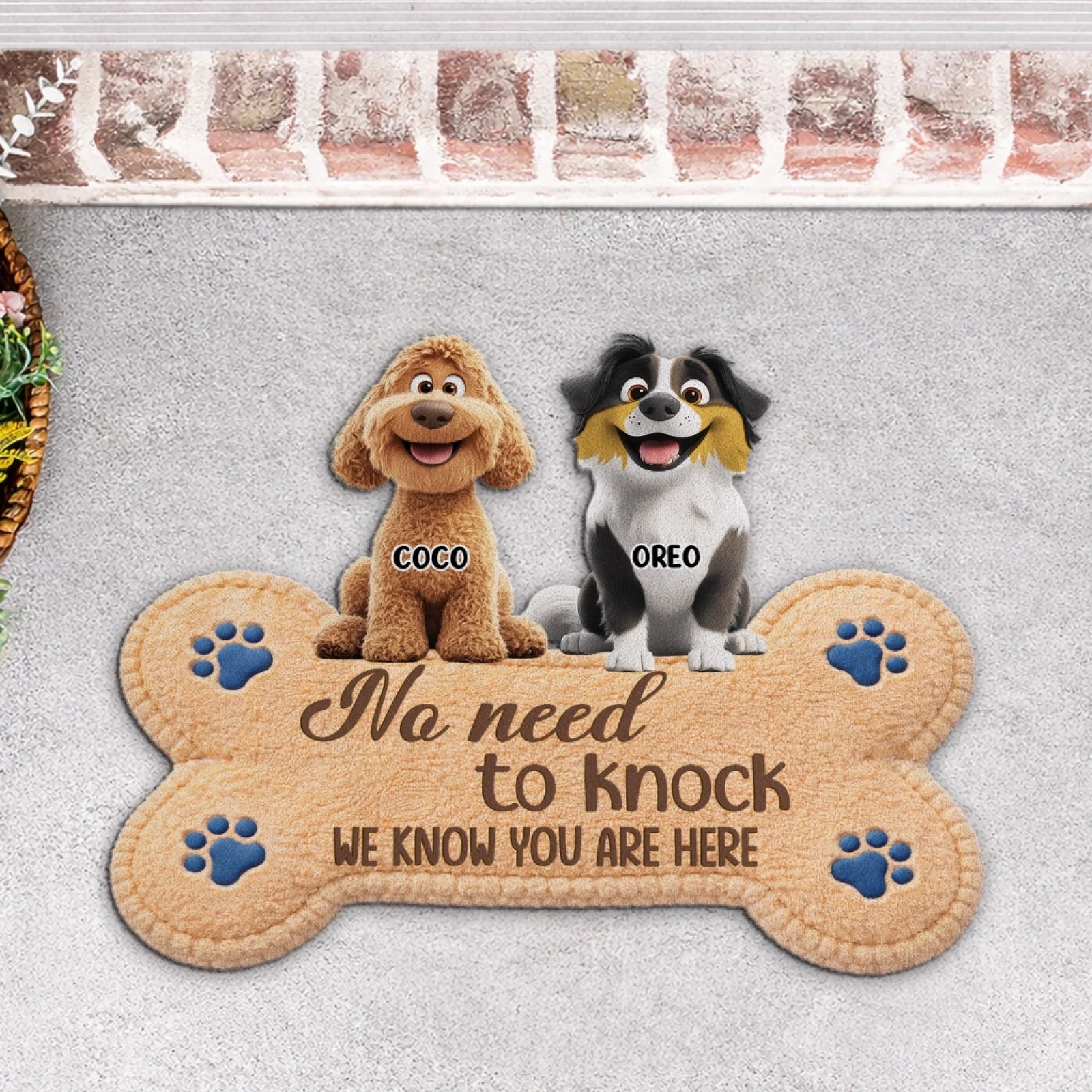 Knocking Is Optional, The Dog Knows You’re Here - Personalized Doormat, Gift For Dog Lover, Funny Gift For Dog Owner