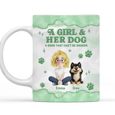 Girl And Dog - Personalized Mug, Gift For Dog Lovers, Dog Lover Mug Gift