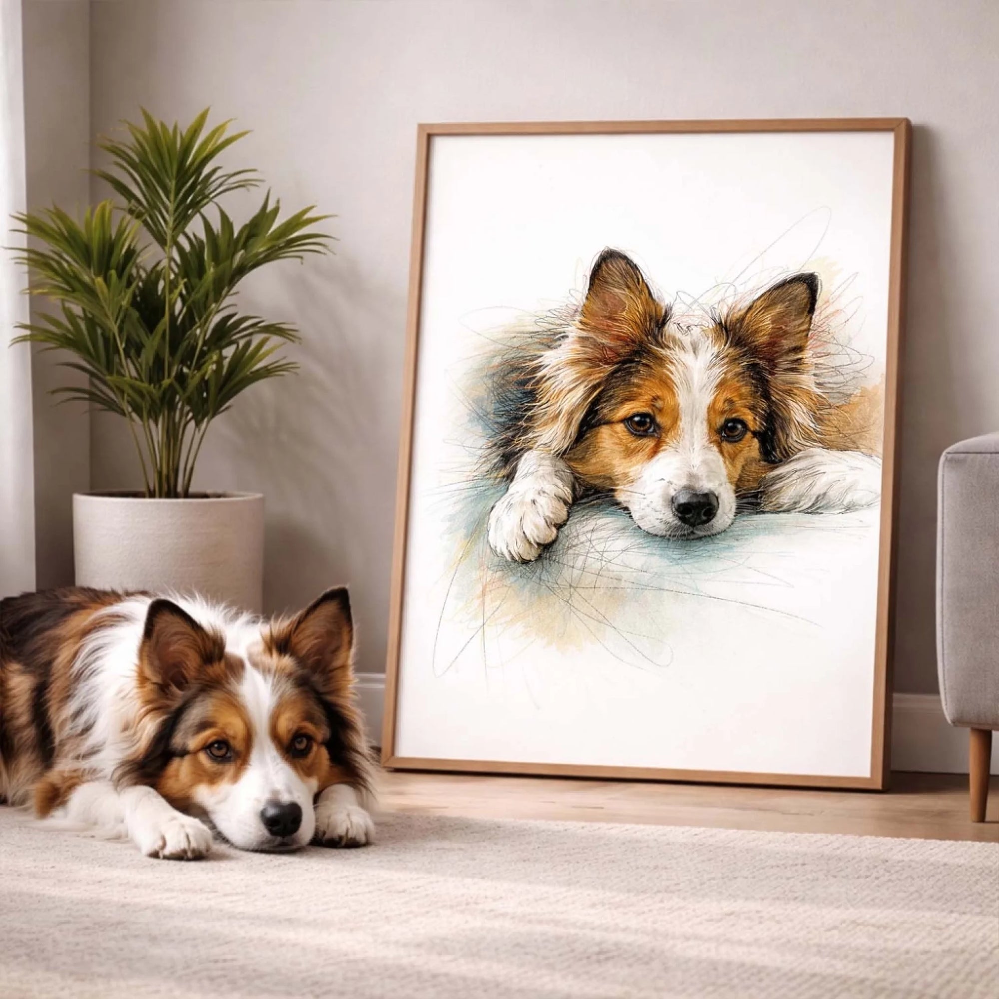 My Cute Fur Friends Colorline Abstract Scribble Pet Portrait