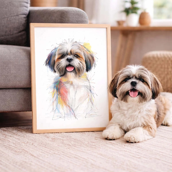 My Cute Fur Friends Colorline Abstract Scribble Pet Portrait