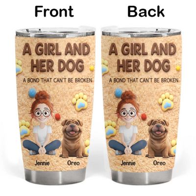 A Girl & Her Dog Forever Best Friends - Personalized Tumbler, Gift For Dog Lovers