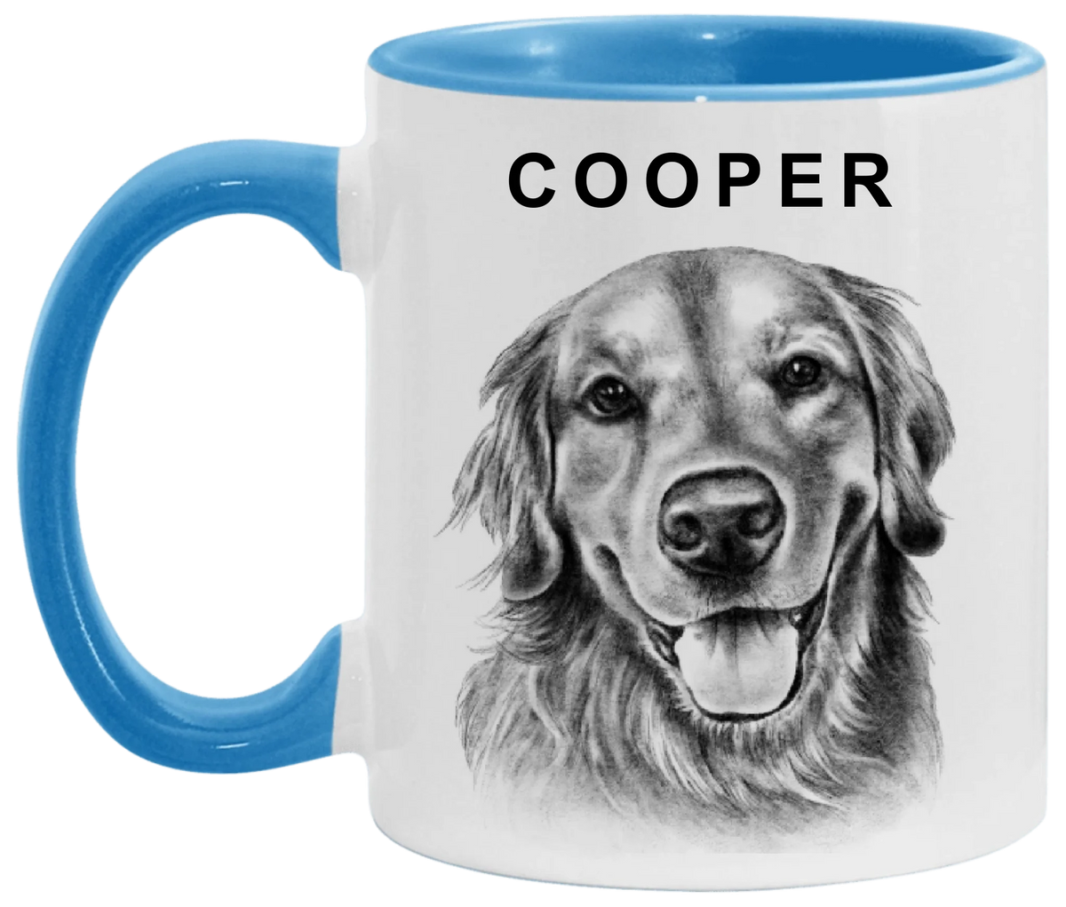 Charcoal Pet Portrait - Personalized Mug, Pet Drawing Portrait Gift