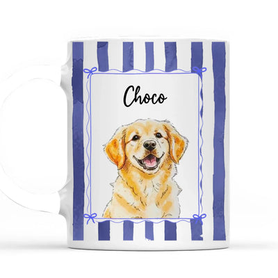 Happiness Is A Warm Puppy - Personalized Mug, Funny Pet Portrait Art Mug, Custom Gift For Pet Lovers