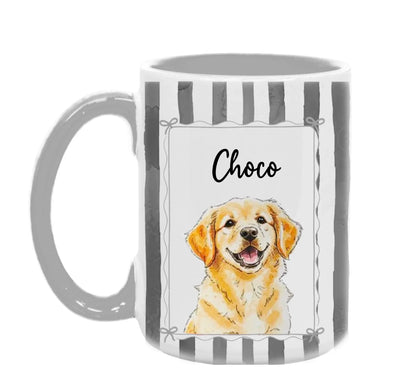 Happiness Is A Warm Puppy - Personalized Mug, Funny Pet Portrait Art Mug, Custom Gift For Pet Lovers