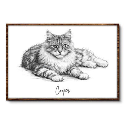 Charcoal Pet Portrait - Personalized Poster, Pet Drawing Portrait Gift