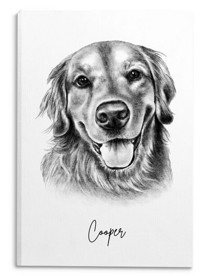 Charcoal Pet Portrait - Personalized Poster, Pet Drawing Portrait Gift