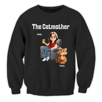 The Catmother & Her Furry Family - Personalized T-shirt, Gift For Cat Lover, Cat Mom Shirt, Cool Gift For Cat Owner