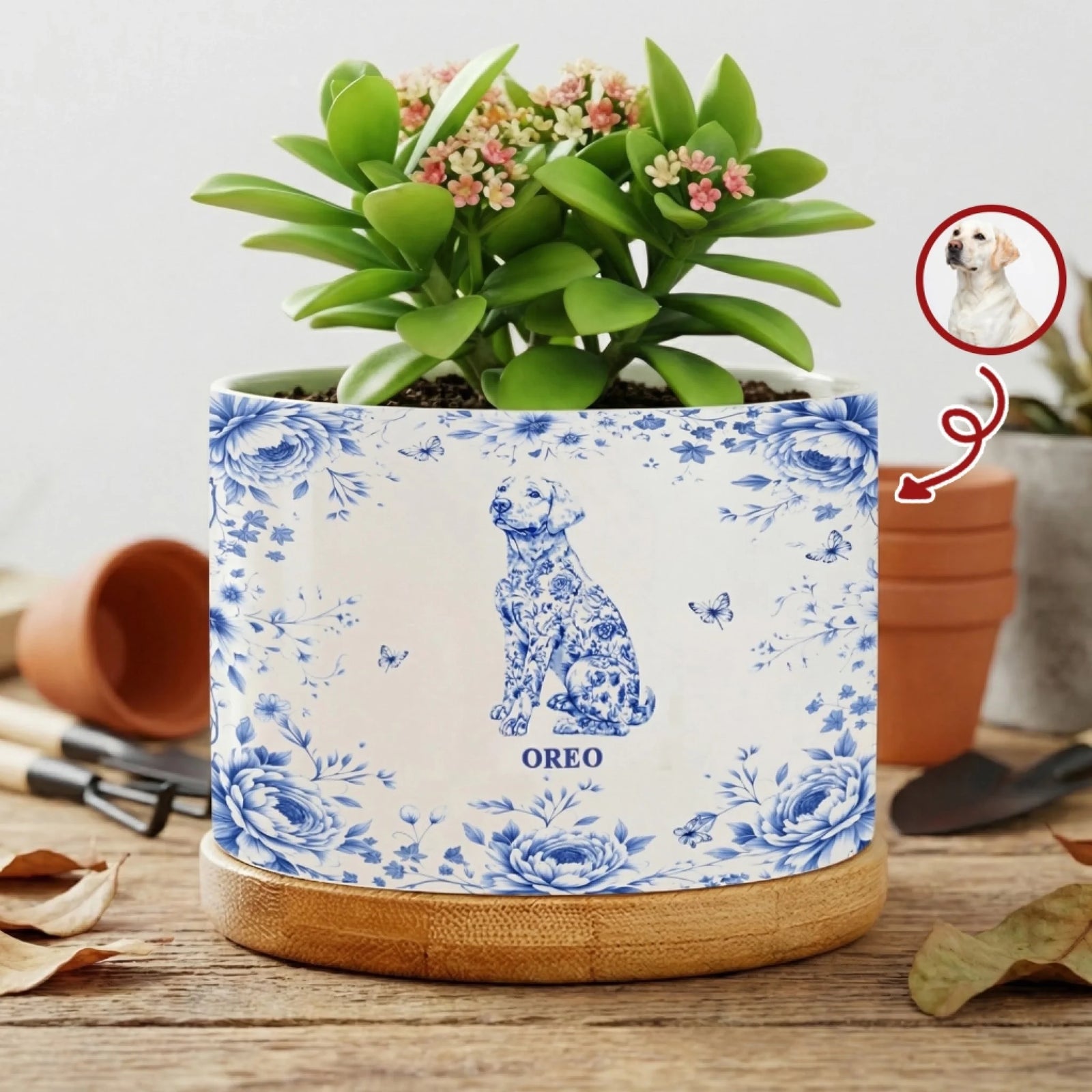 A Little Garden For Your Best Friend - Personalized Plant Pot, Gift For Pet Lover, Toile De Jouy Art Style, Dog Owner Meaningful Gift