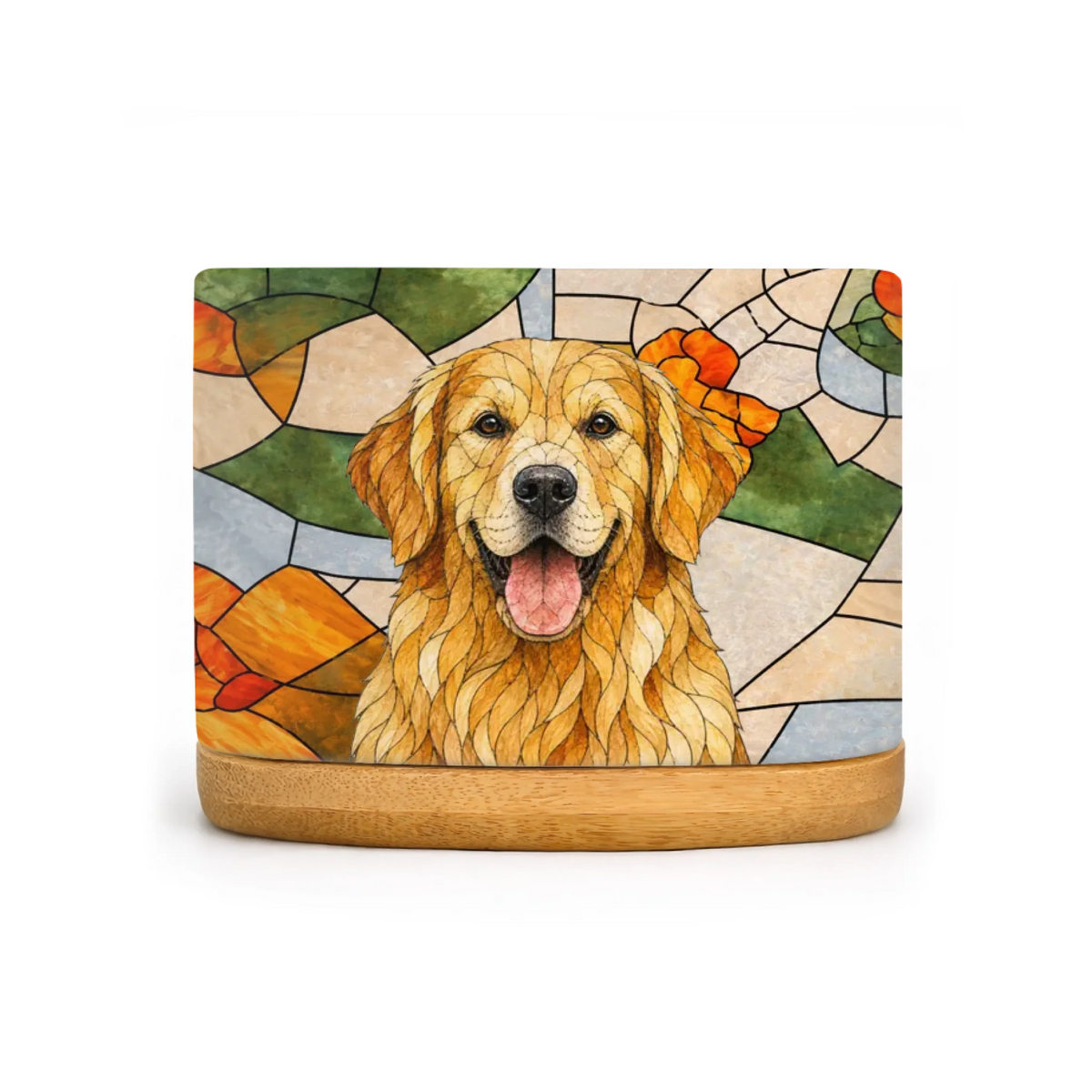 Every Paw Print Leaves Color In My Heart - Personalized Plant Pot, Gift For Pet Lovers, Custom Photo Pet Stained Glass Portrait