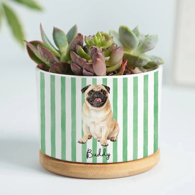 My Favorite Hello Has Four Paws - Personalized Plant Pot, Unique Gift For Pet Lovers , Water Color Portrait From Photo Gift For Dog/Cat Lovers