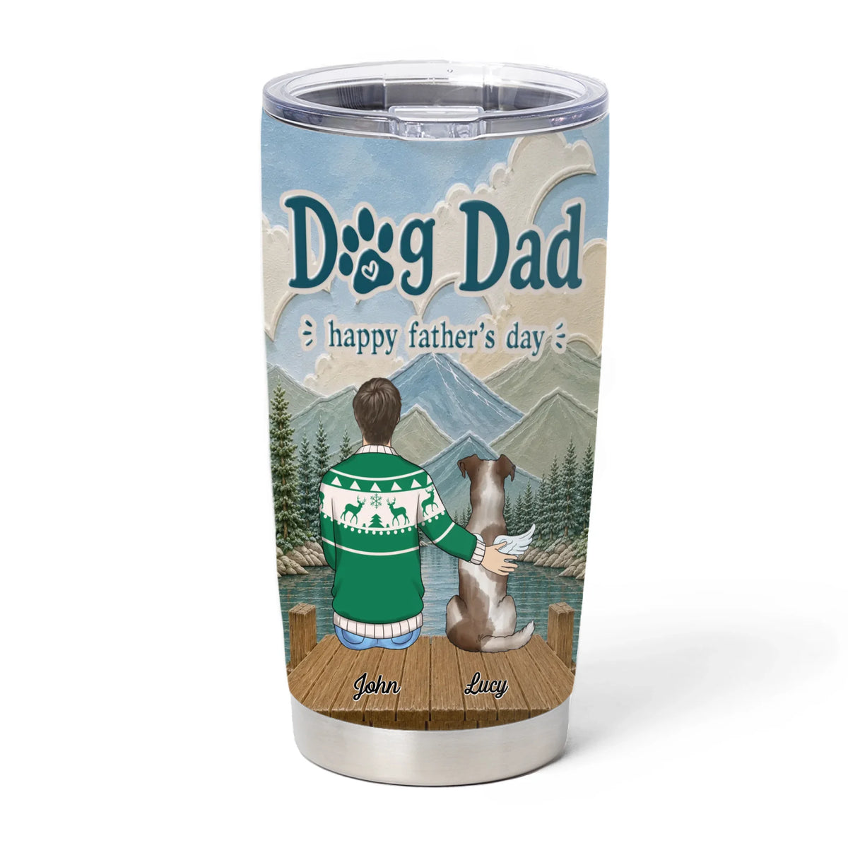 Dad &amp; Dog A Bond That Can't Be Broken - Personalized Tumbler, Gift For Dog Dad, Dog Lovers Gift, Dad Tumbler Gift