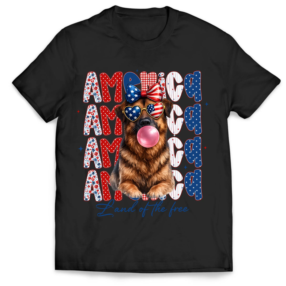 Land Of The Free - Personalized T-Shirt, American Flag Pet Photo Gift, USA Pet, Independence Day, Trendy Patriotic Pet