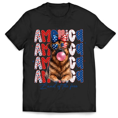Land Of The Free - Personalized T-Shirt, American Flag Pet Photo Gift, USA Pet, Independence Day, Trendy Patriotic Pet