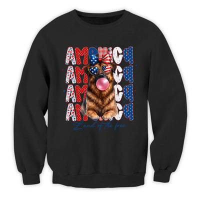 Land Of The Free - Personalized T-Shirt, American Flag Pet Photo Gift, USA Pet, Independence Day, Trendy Patriotic Pet