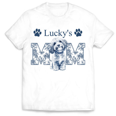 Vintage Toile De Jouy Dog Mom - Personalized Shirt, Custom Pet Art Gift, Puppy Mom T-Shirt