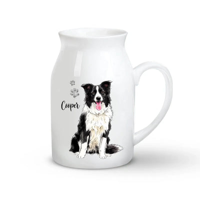 Powered By Unconditional Love - Personalized Flower Vase, Pet Watercolor Art Flower Vase, Pet Lover Gift, Dog Memorial Gift, Cat Keepsake Gift