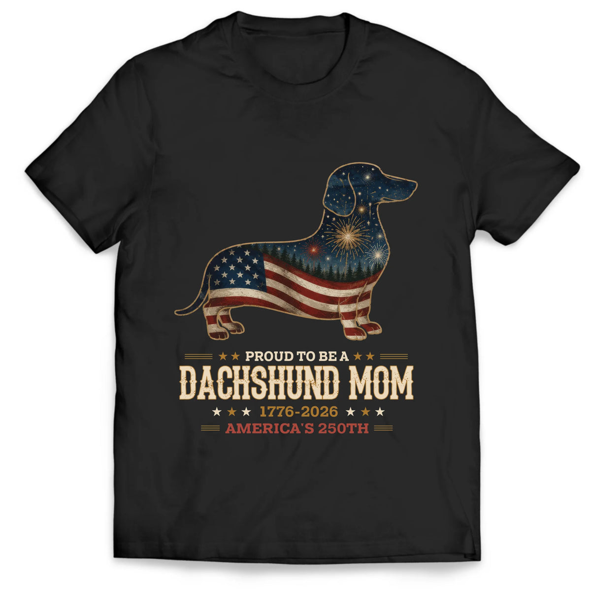 Proud To Be A Furry Dog Mom - Personalized T-Shirt, America's 250th Anniversary Celebration, Dog Mom, Dog Dad 4th Of July Gift