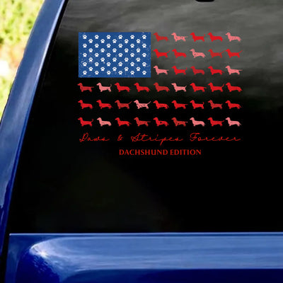 Paws Stripes Forever - Personalized Decal, Dachshund Lovers 4th Of July Gift, USA Dog Lovers July 4th Gift