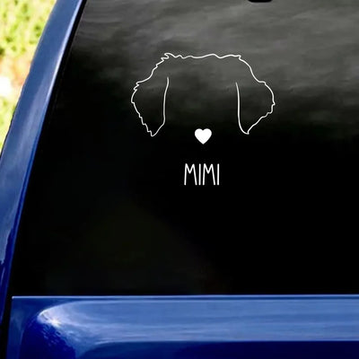Cute Pet Line - Personalized Decal, Custom Pet Name Car Decal, Cat and Dog Outline Window Sticker, Personalized Vinyl Decal
