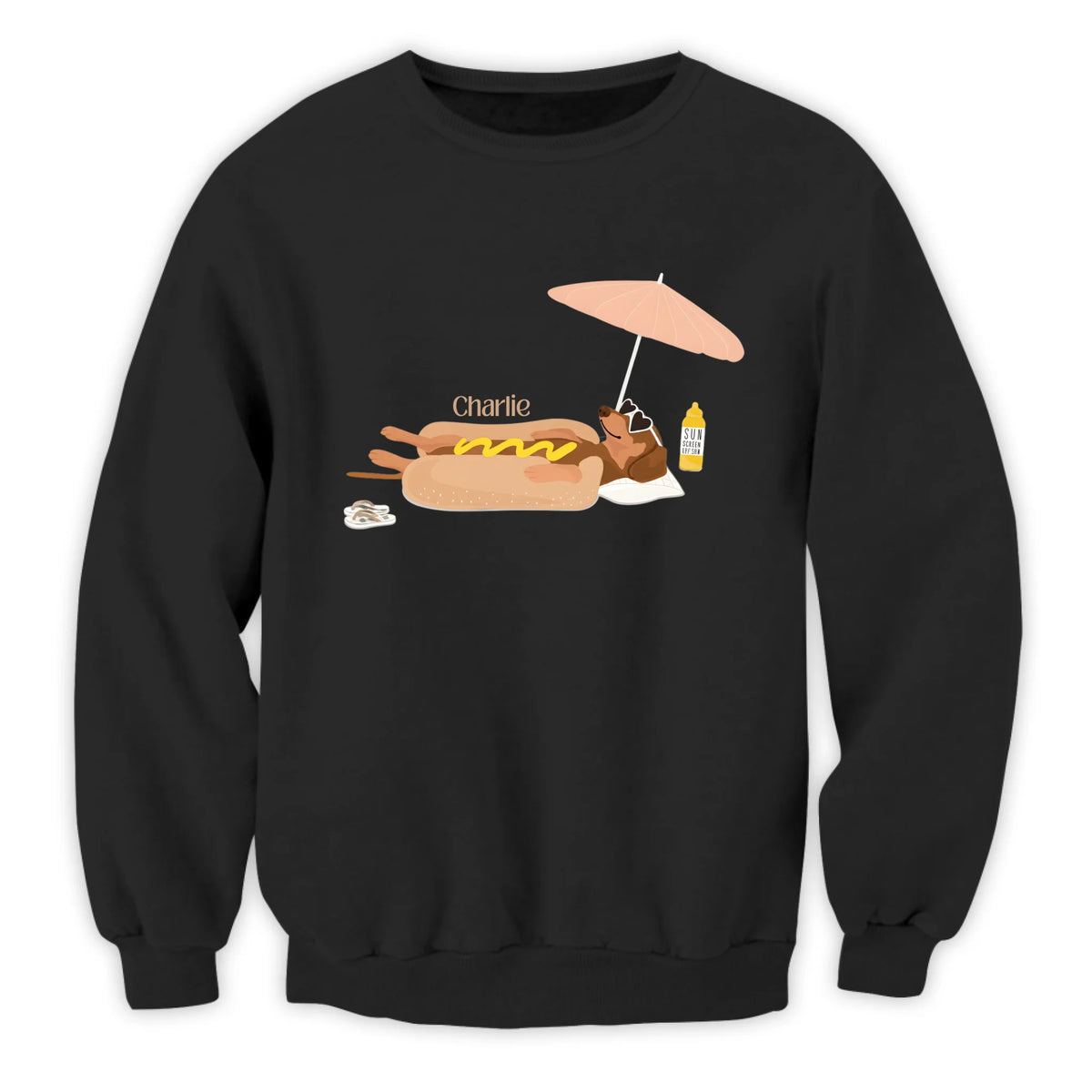 Funny Summer Hot Dog -Personalized T-Shirt, Wiener Dog Tee, Funny Sausage Dog Graphic, Striped Shirt Dog Lover Gift, Dachshund Shirt