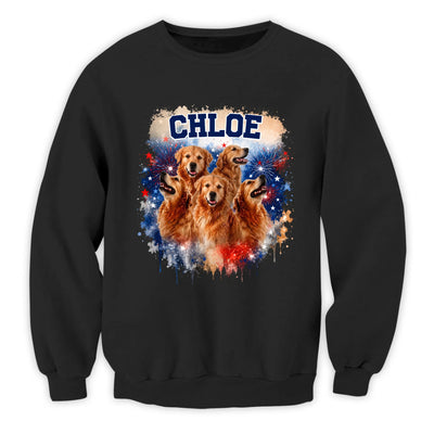 Red, White & Woof - Personalized T-Shirt, 4th Of July Bootleg Pet Shirt Pet Photo & Name Custom Dog Photo, Gfft For Pet Lovers