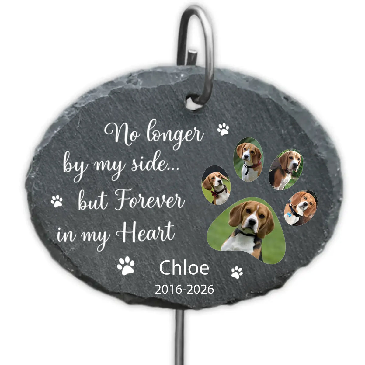 Forever By My Heart - Personalized Garden Slate, Custom Dog &amp; Cat Memorial Gift, Pet Loss Sympathy Gift
