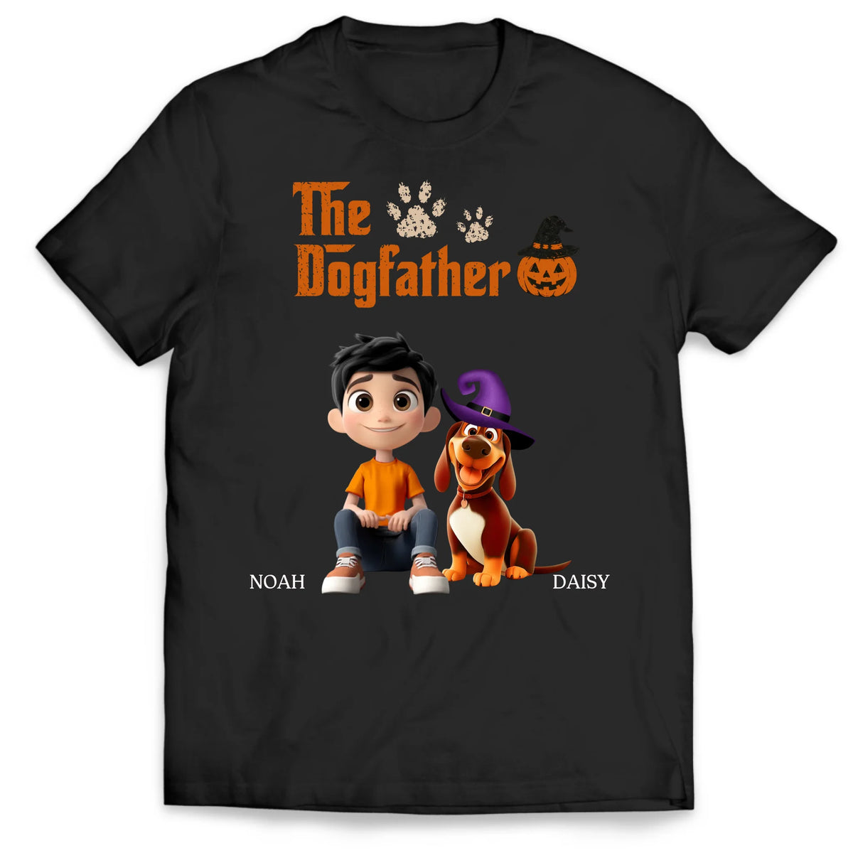 The Dog Father In Halloween - Personalized T-Shirt, Custom Custom Pet Lover Gift, Funny Halloween With Pet Shirt