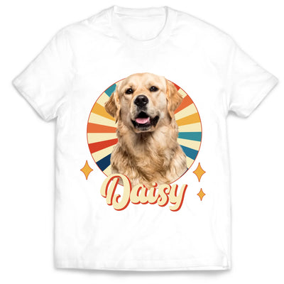 Retro Custom Pet Photo - Personalized T-Shirt, Gift for Dog/Cat Lovers, Pet Owner Gift
