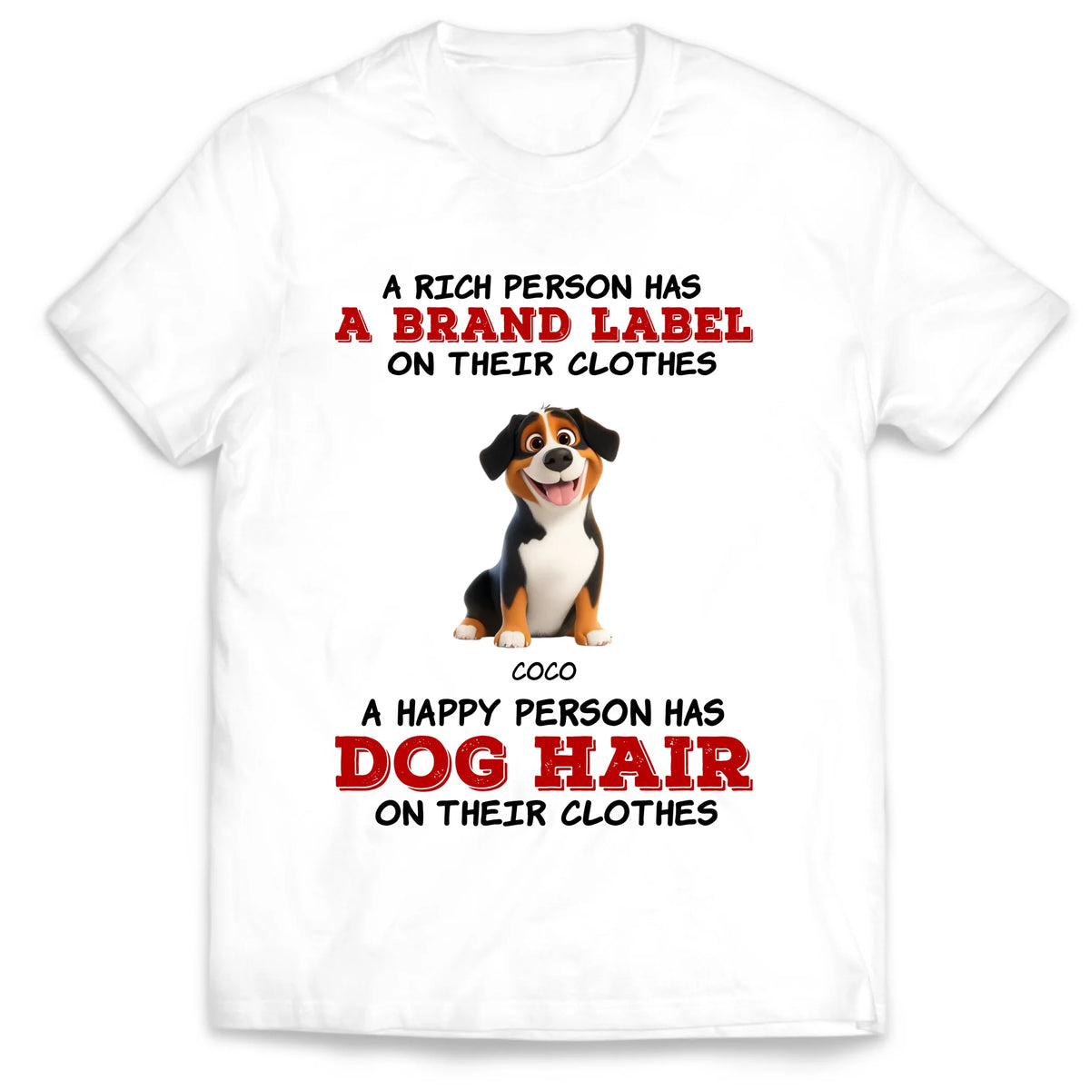 Happy People Have Dog Hair - Personalized T-Shirt, Multi-Breed Dog Mom/Dog Dad Shirt, Funny Gift For Dog Lovers