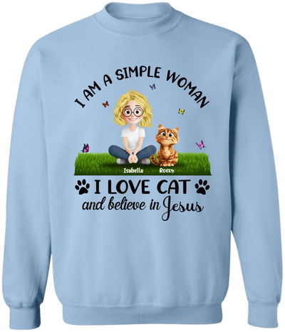 I Am A Simple Woman Love Cat And Jesus - Personalized T-shirt, Cat Lovers Shirt, Gift For Cat Owner