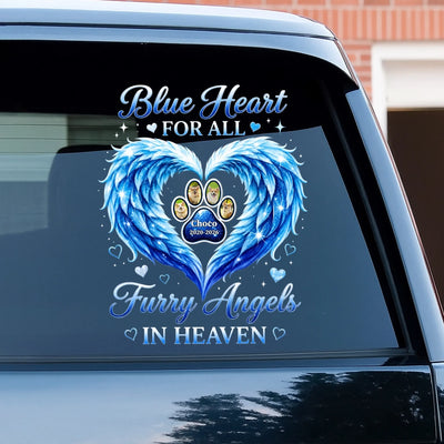 Blue Heart For All Furry Angels In Heaven - Personalized T-Shirt, Memorial Gift For Loss Of Pet