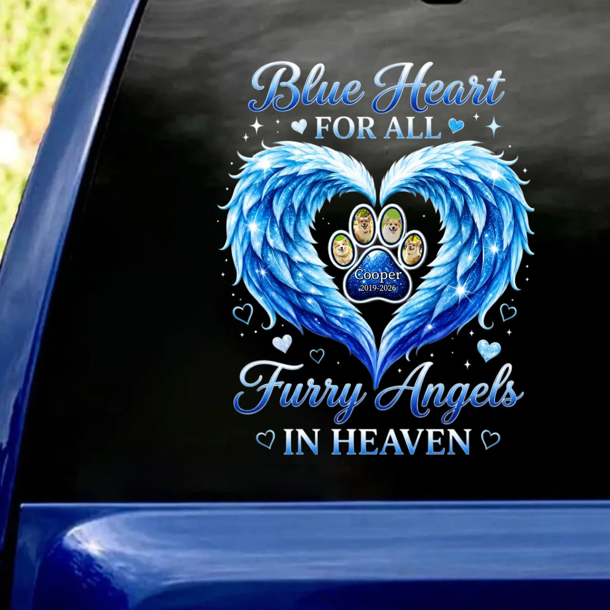 Blue Heart For All Furry Angels In Heaven - Personalized T-Shirt, Memorial Gift For Loss Of Pet