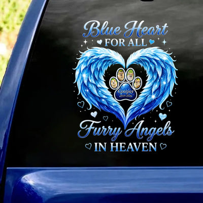 Blue Heart For All Furry Angels In Heaven - Personalized T-Shirt, Memorial Gift For Loss Of Pet
