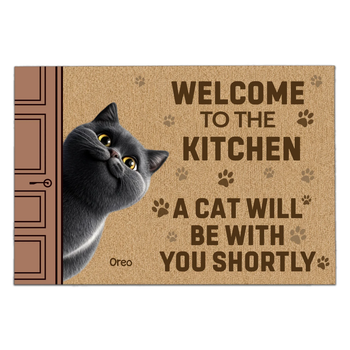 Welcome To The Bathroom A Cat Cats Will Be With You Shortly - Personalized Doormat, Gift For Cat Lovers, Cat Mom Doormat