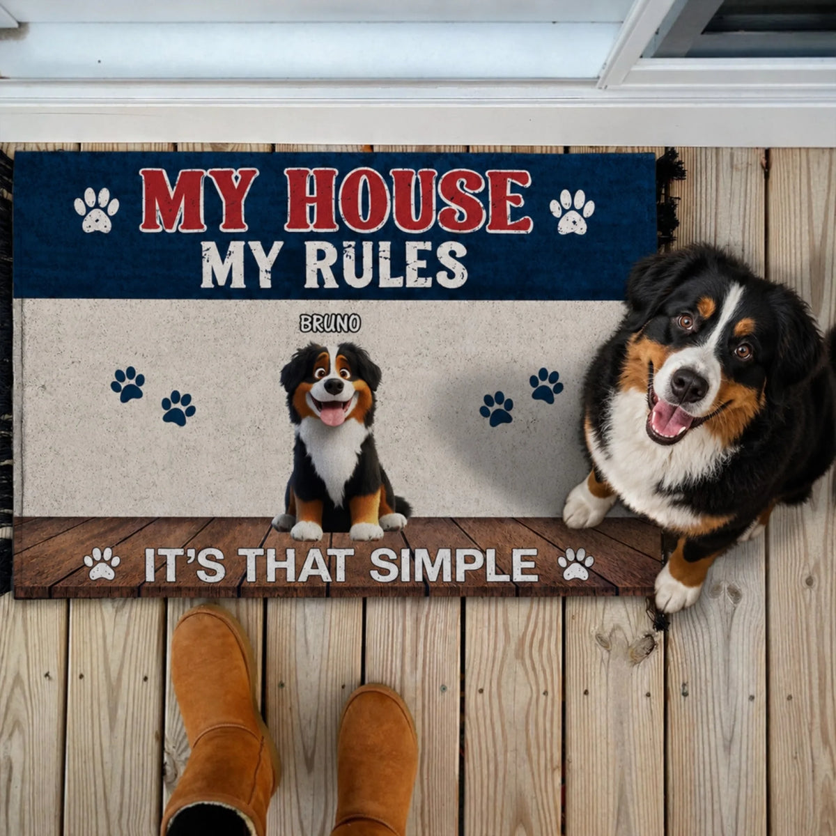 My House My Rules It's That Simple - Personalized Doormat, Funny Gift for Dog/Cat Lovers, Pet Owner Gift, Home Decor