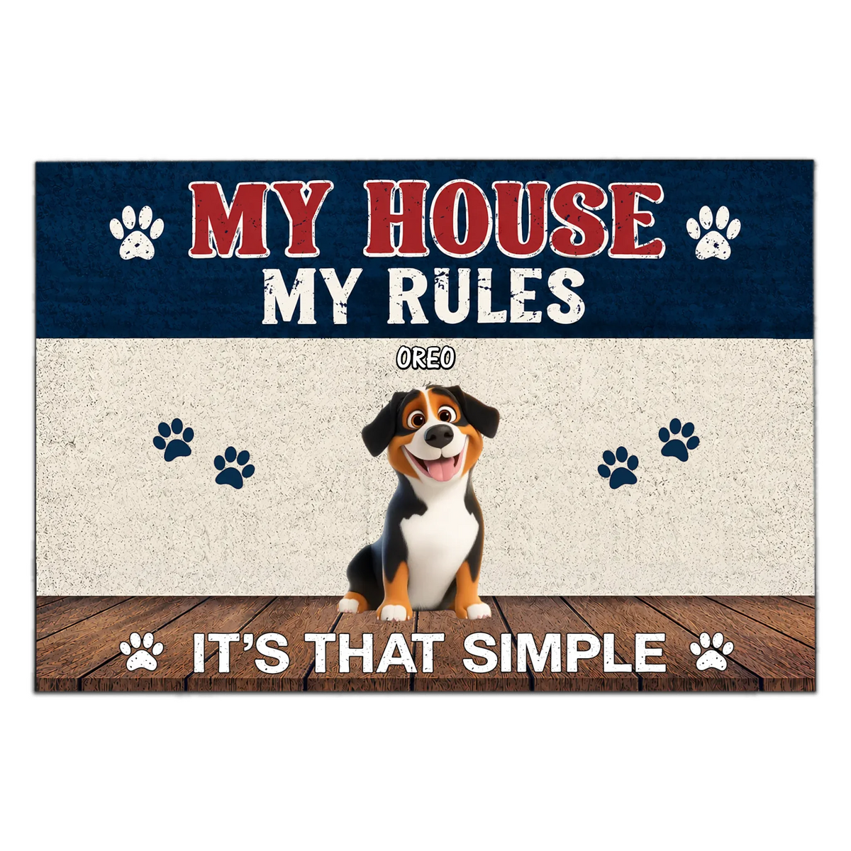 My House My Rules It's That Simple - Personalized Doormat, Funny Gift for Dog/Cat Lovers, Pet Owner Gift, Home Decor