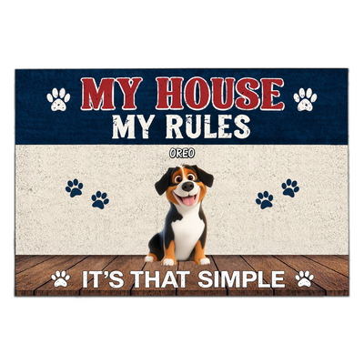 My House My Rules It's That Simple - Personalized Doormat, Funny Gift for Dog/Cat Lovers, Pet Owner Gift, Home Decor