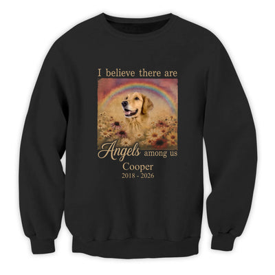 I Believe There Are Angels Among Us - Personlized T-Shirt, Memorial Gift For Loss Of Pet With Custom Photo