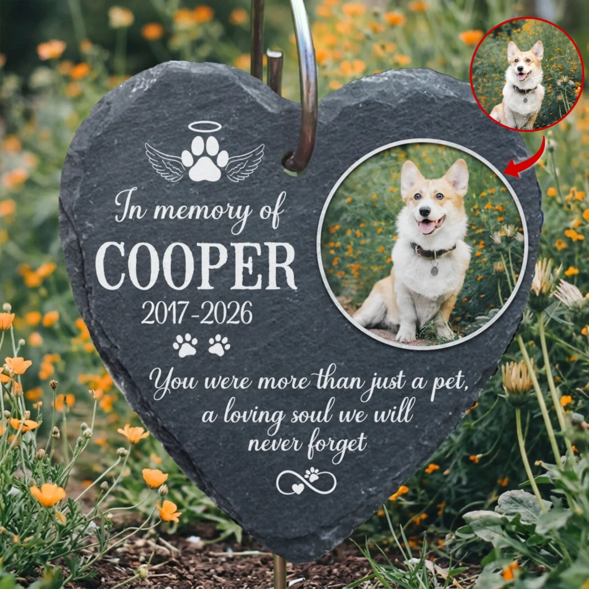 You Were More Than Just a Pet, a Loving Soul We Will Never Forget - Personalized Garden Slate, Custom Pet Photo Memorial Stone, Dog Loss Keepsake, Sympathy Gift for Pet Lovers