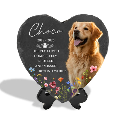 Deeply Loved Completely Spoiled And Missed Beyond Words - Personalized Memorial Stone, Pet Memorial Stone, Pet Memorial Gift, Personalized Dog Memorial