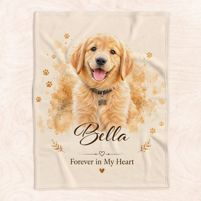 Forever My Best Friend - Personalized Blanket, Watercolor Pet Memorial Blanket, Dog Cat Remembrance Gift