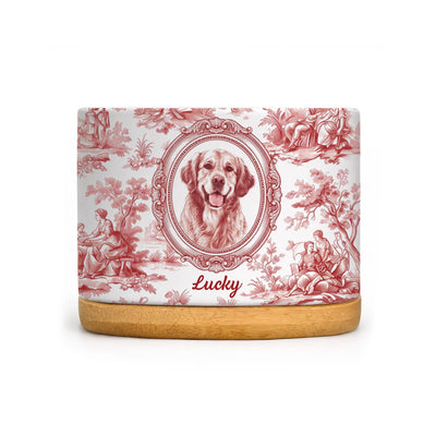 Custom Photo Pet Portrait Classic Toile - Personalized Plant Pot, Gift For Dog Lovers, Classic Toile Art