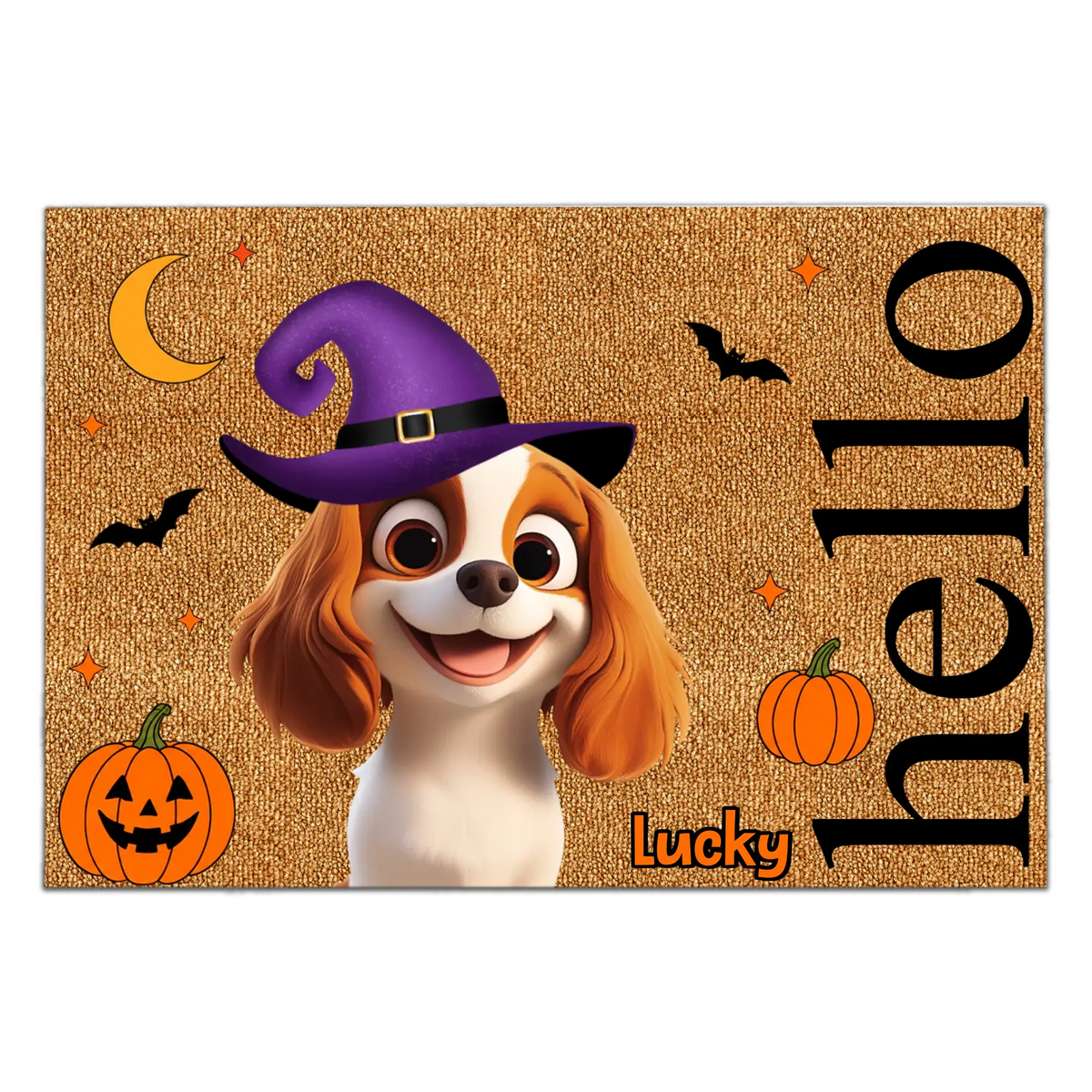 Welcome To Haunted House - Personalized Doormat, Custom Pet Halloween Doormat, Witch Ghost Pumpkin Decor