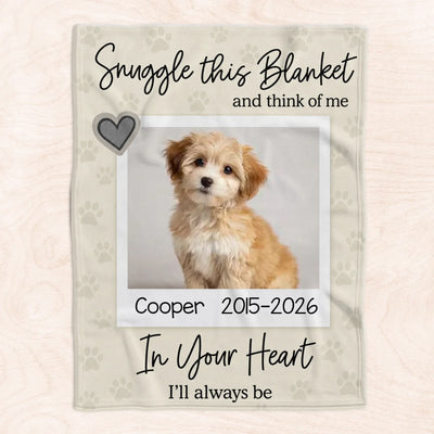 In Your Heart I'll Always Be- Personalized Blanket, Custom Pet Loss Keepsake, Pet Memory Gift, In Loving Memory Blanket
