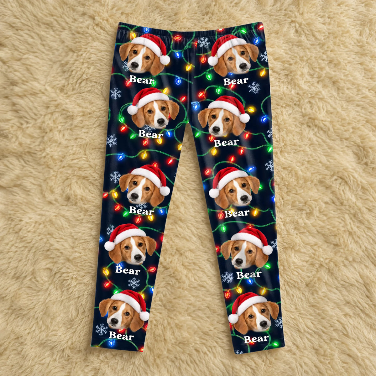 Custom Pet Tangled in Christmas Lights - Personalized Pajama Pants, Gift for Pet Lovers