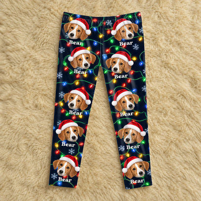 Custom Pet Tangled in Christmas Lights - Personalized Pajama Pants, Gift for Pet Lovers