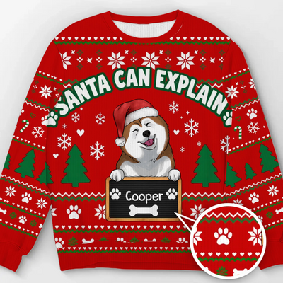 Holiday Naughty Dog Mugshot - Personalized Wool Sweater, Gift For Dog Dad/Dog Mom